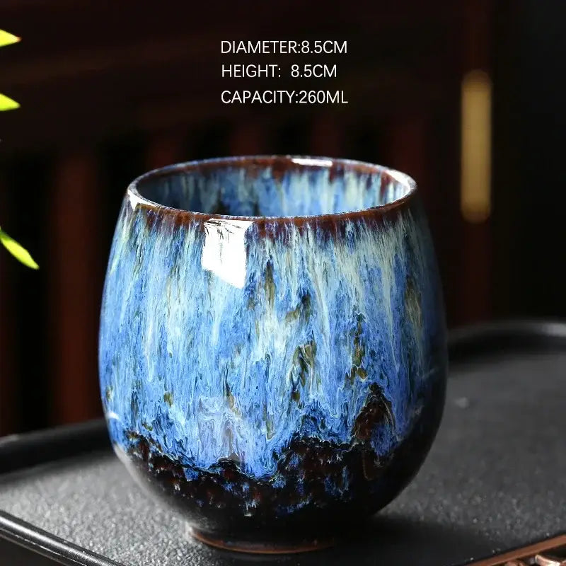 Handcrafted crackle glaze ceramic coffee cup set dining room pottery