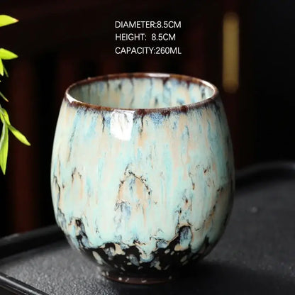 Handcrafted crackle glaze ceramic coffee cup set dining room pottery