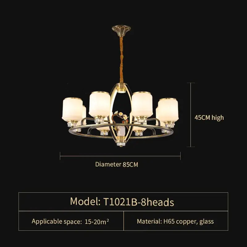 Luxury gold natural jade copper chandelier for living space