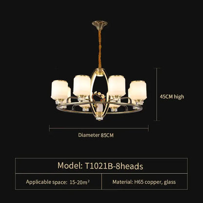 Luxury gold natural jade copper chandelier for living space