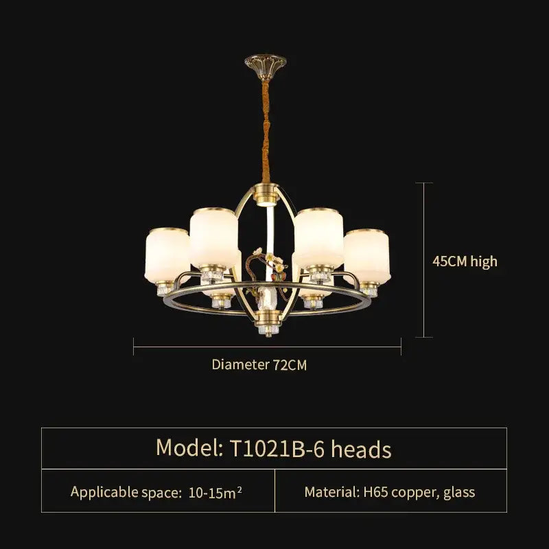 Luxury gold natural jade copper chandelier for living space