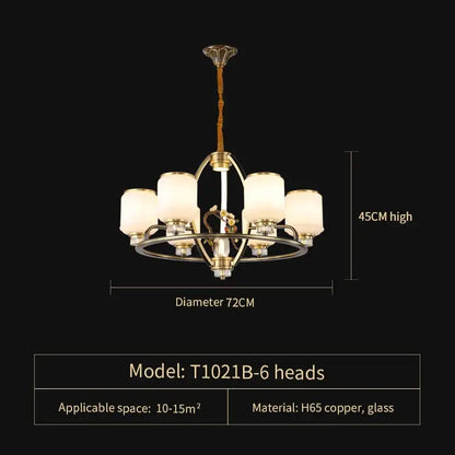 Luxury gold natural jade copper chandelier for living space
