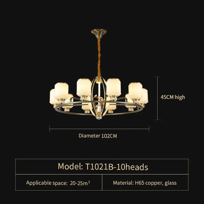 Luxury gold natural jade copper chandelier for living space