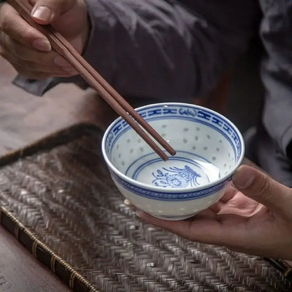 Traditional blue and white chinese orchid dragon bowl dining room cup