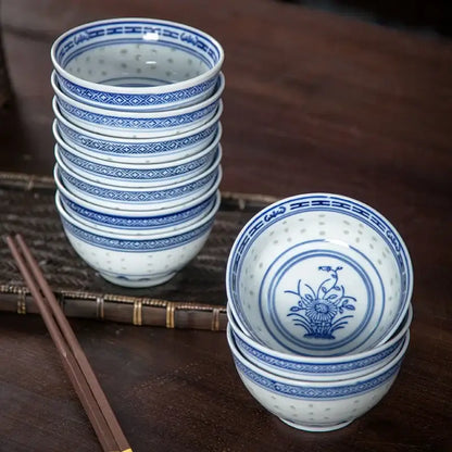 Traditional blue and white chinese orchid dragon bowl dining room cup