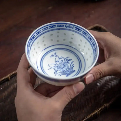 Traditional blue and white chinese orchid dragon bowl dining room cup
