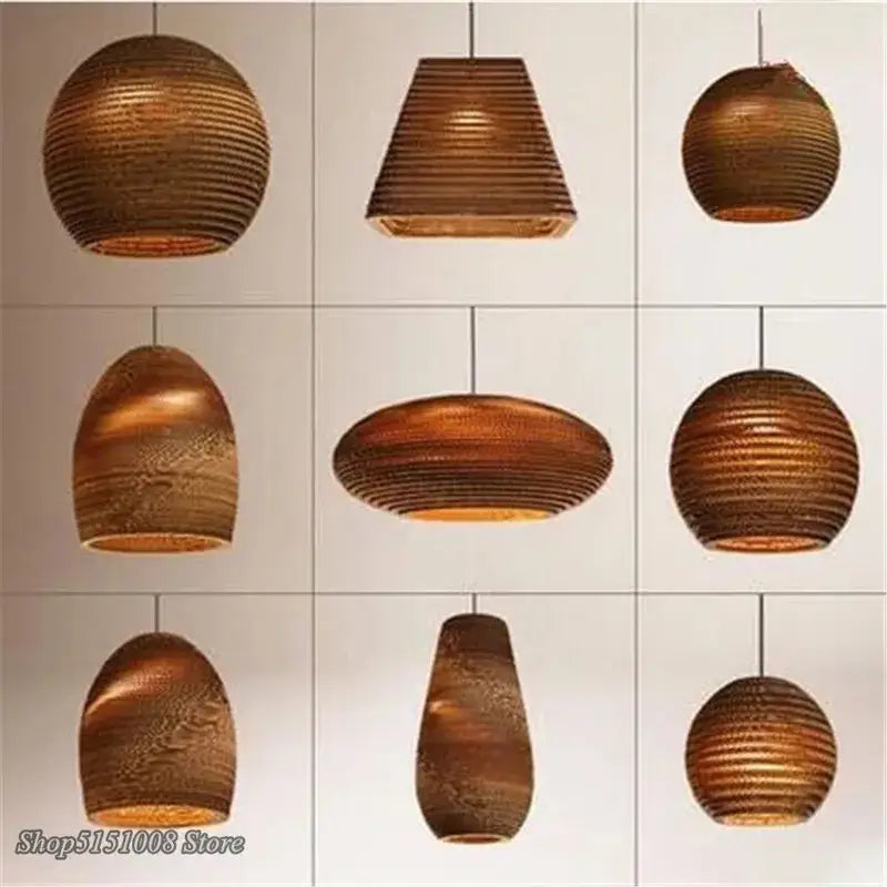 Organic warm toned paper honeycomb pendant lights living room decor