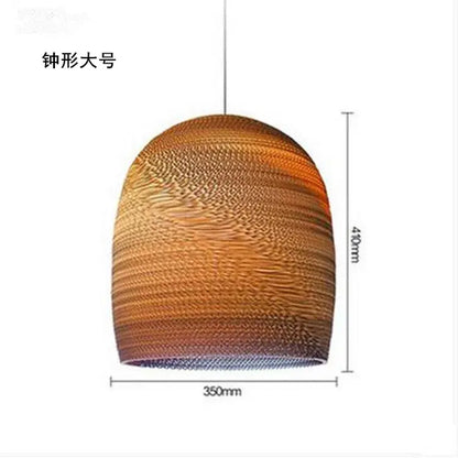 Southeast asian golden ribbed paper pendant light living room