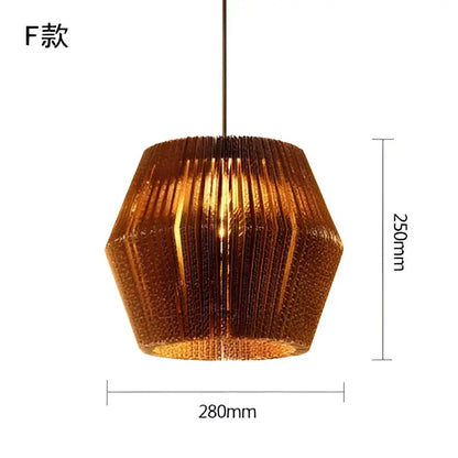 Southeast asian golden ribbed paper pendant light living room