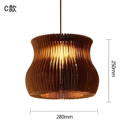 Southeast asian golden ribbed paper pendant light living room