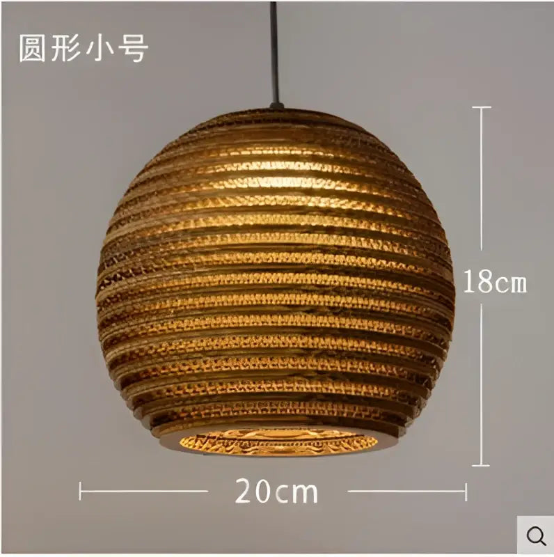 Southeast asian golden ribbed paper pendant light living room