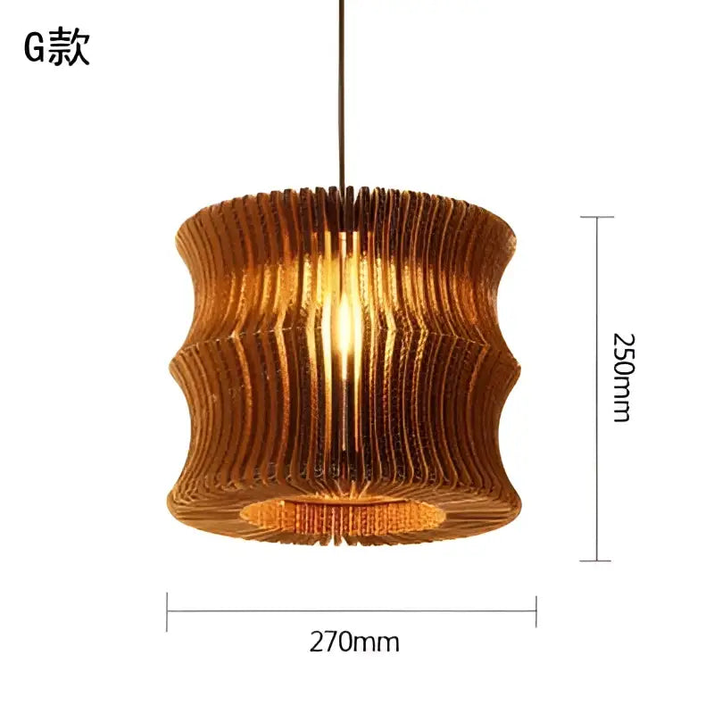 Southeast asian golden ribbed paper pendant light living room