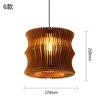 Southeast asian golden ribbed paper pendant light living room