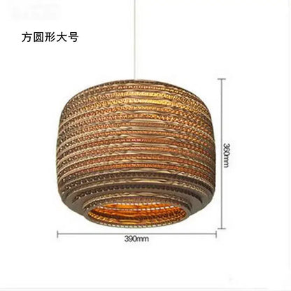 Southeast asian golden ribbed paper pendant light living room