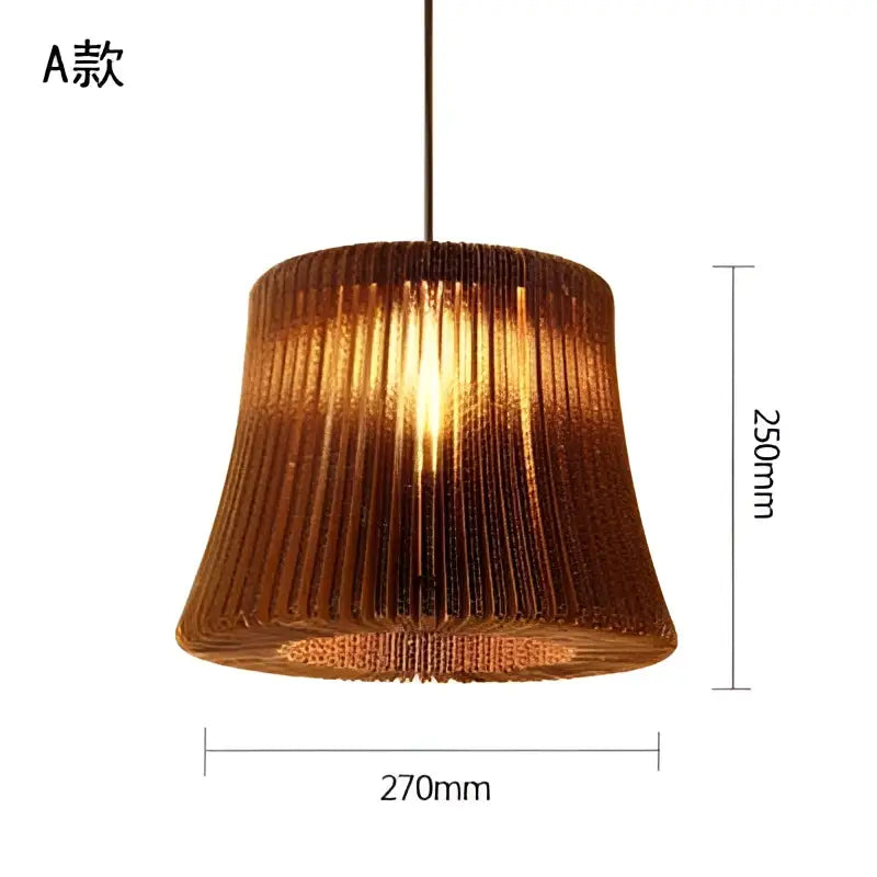Southeast asian golden ribbed paper pendant light living room