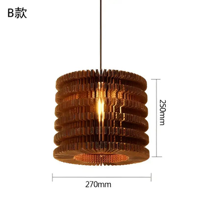 Southeast asian golden ribbed paper pendant light living room