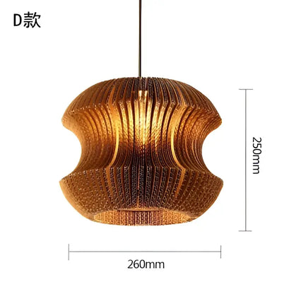 Southeast asian golden ribbed paper pendant light living room