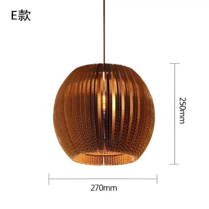 Southeast asian golden ribbed paper pendant light living room