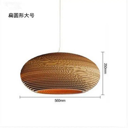 Southeast asian golden ribbed paper pendant light living room
