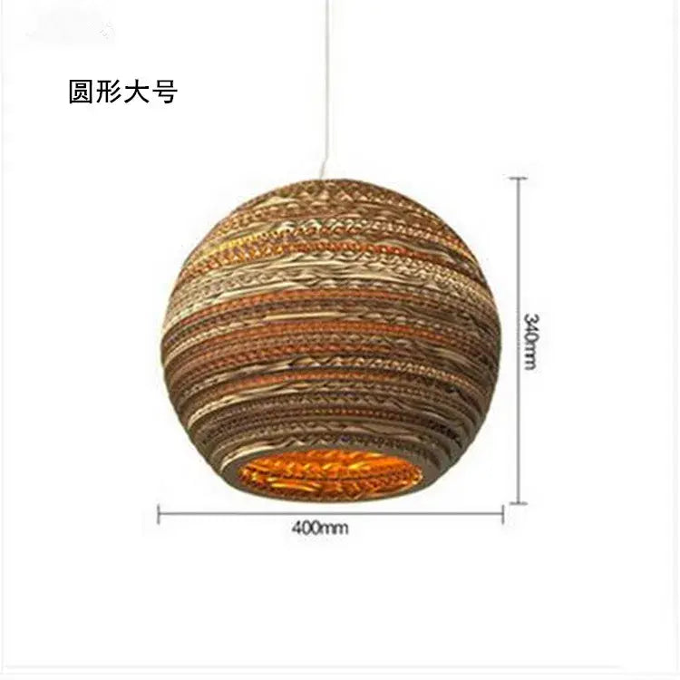 Southeast asian golden ribbed paper pendant light living room