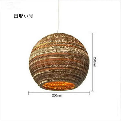 Southeast asian golden ribbed paper pendant light living room