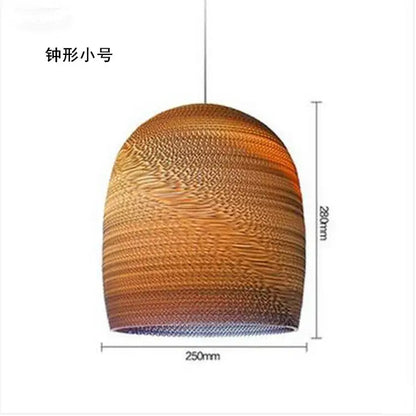 Southeast asian golden ribbed paper pendant light living room