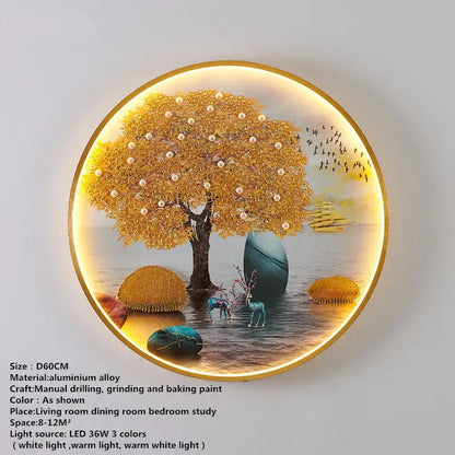 Modern koi fish picture wall decoration lamp living room led art