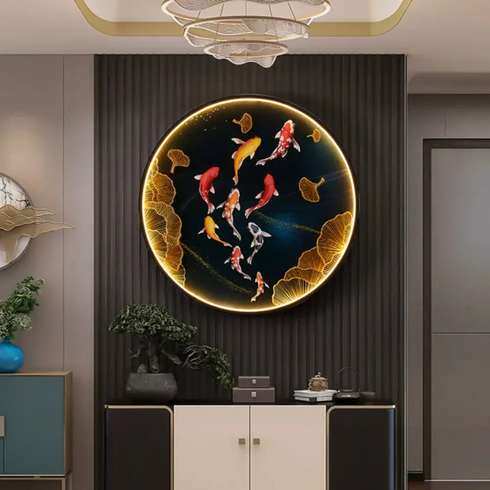 Modern koi fish picture wall decoration lamp living room led art
