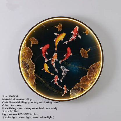 Modern koi fish picture wall decoration lamp living room led art