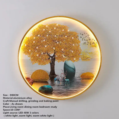 Modern koi fish picture wall decoration lamp living room led art