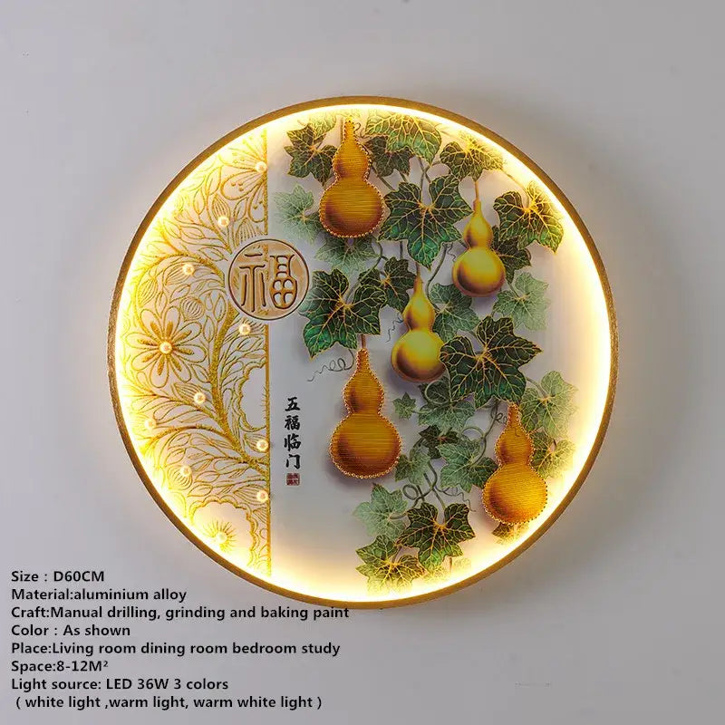 Modern koi fish picture wall decoration lamp living room led art