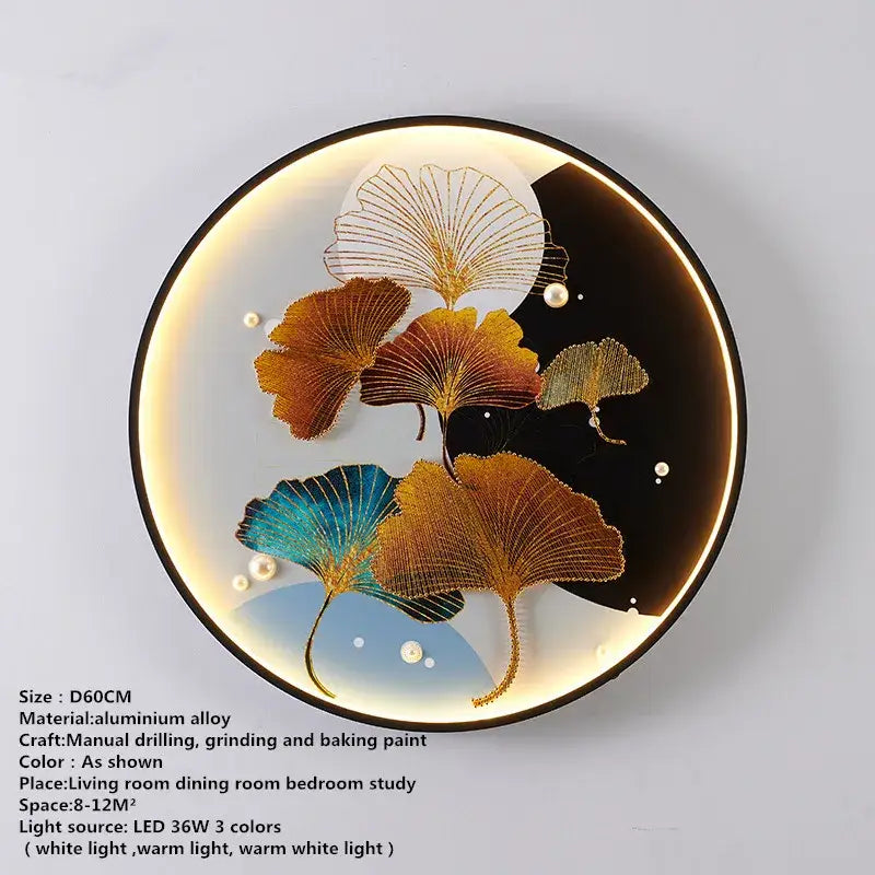 Modern koi fish picture wall decoration lamp living room led art