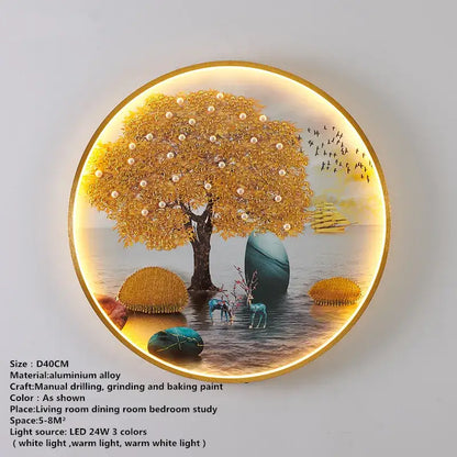 Modern koi fish picture wall decoration lamp living room led art