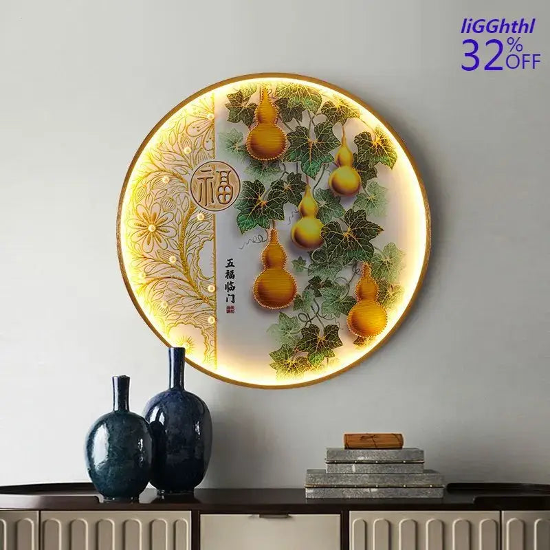 Modern koi fish picture wall decoration lamp living room led art