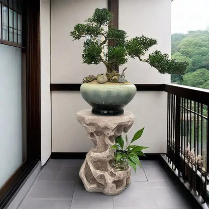 Modern minimalist green ceramic bonsai tree living room decor