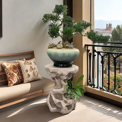 Modern minimalist green ceramic bonsai tree living room decor