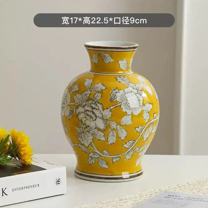 Chinese retro pink & silver porcelain vase living room floral decor