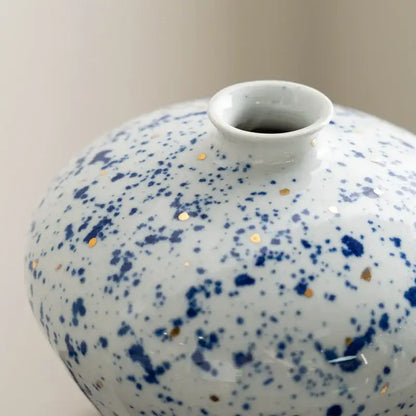 Retro white and blue ceramic vase living room flower decor