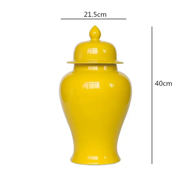 Retro yellow ceramic general jar vase set for living room storage