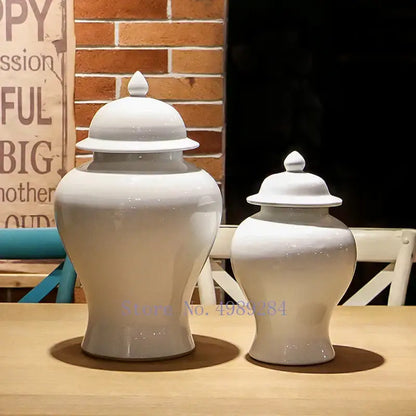Retro yellow ceramic general jar vase set for living room storage