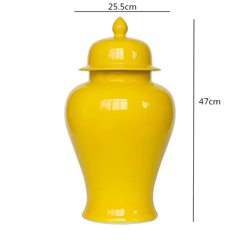 Retro yellow ceramic general jar vase set for living room storage