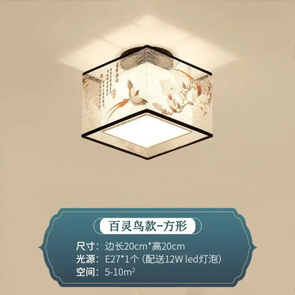 Chinese style ceiling lamp for villa corridors with ink wash painting