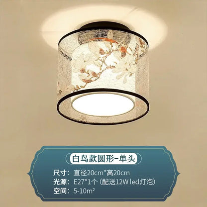 Chinese style ceiling lamp for villa corridors with ink wash painting