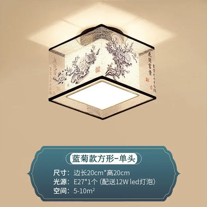 Chinese style ceiling lamp for villa corridors with ink wash painting