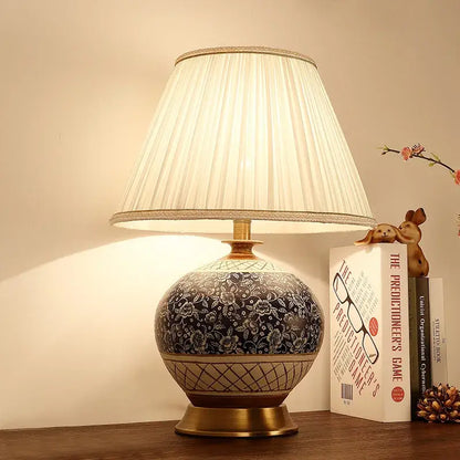 Chinese black ceramic copper table lamp for living room bedroom