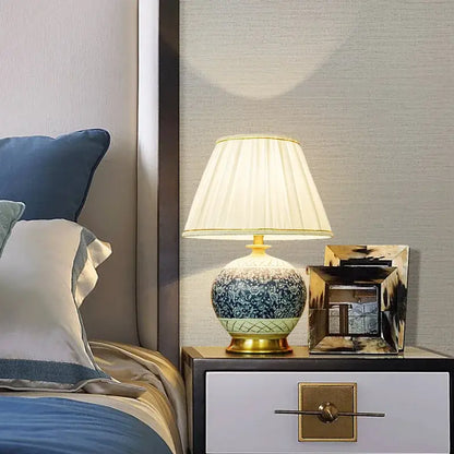 Chinese black ceramic copper table lamp for living room bedroom