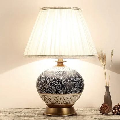 Chinese black ceramic copper table lamp for living room bedroom
