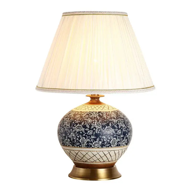 Chinese black ceramic copper table lamp for living room bedroom