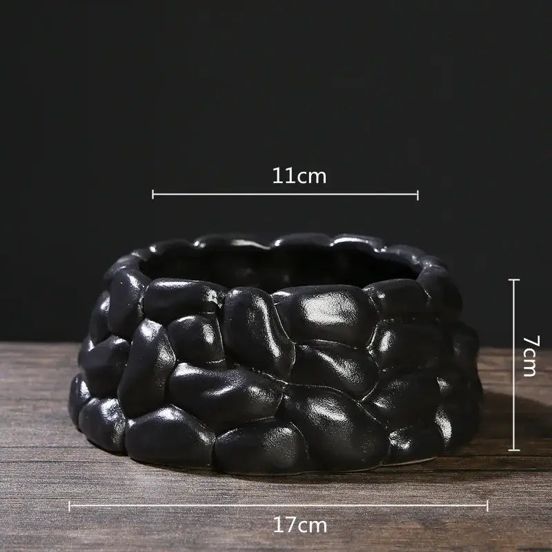 Matte black chinese style ceramic flowerpot vase living room decor
