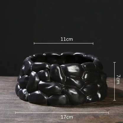Matte black chinese style ceramic flowerpot vase living room decor